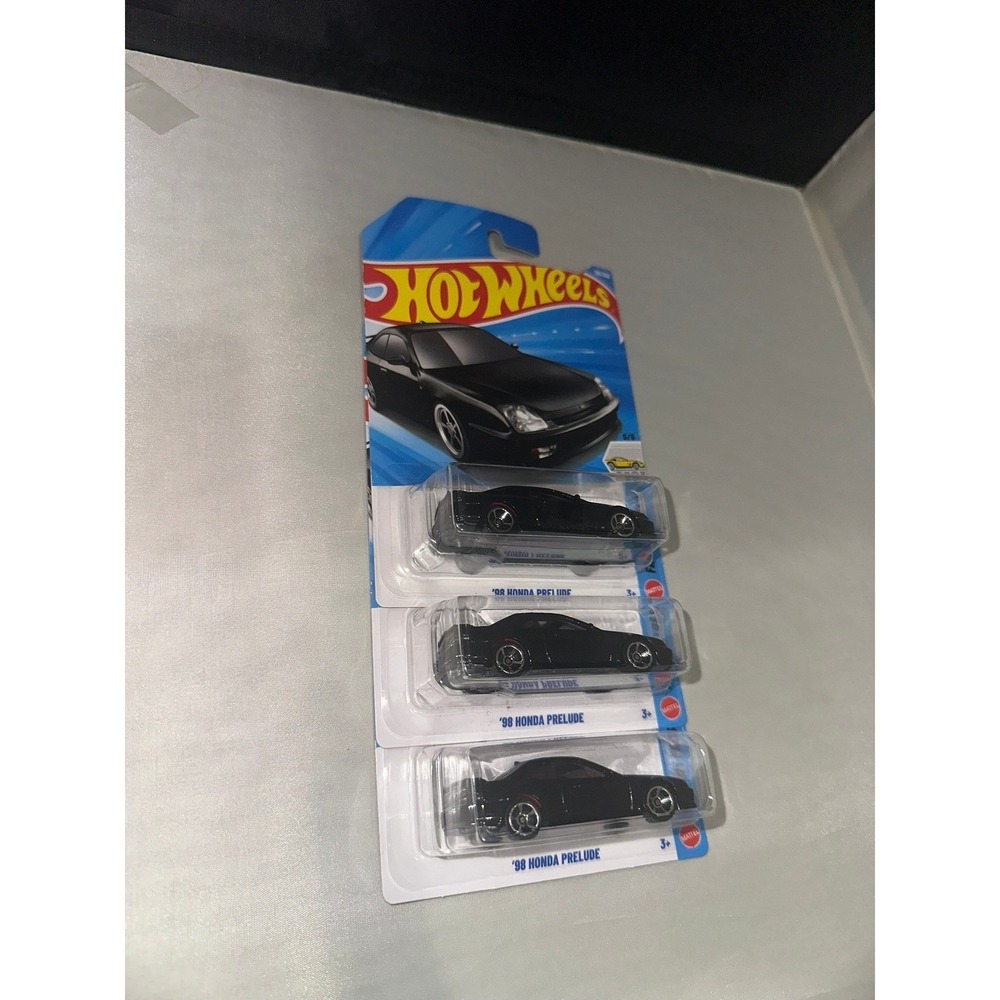 Hot Wheels 98 Honda Prelude Black Factory Fresh Lot of 3 Diecast Cars 138/250